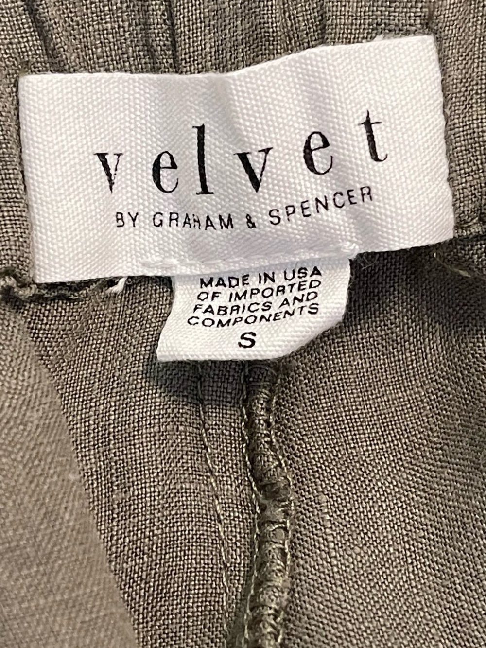 Lola Linen Velvet by Graham & Spencer Olive Green Wide-Leg Pants - Picture 11 of 15